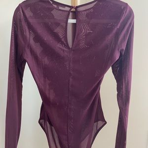 Mesh and Lace Maroon Bodysuit